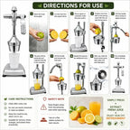CLASSIC  Aluminium Manual Citrus Juicer with Collection Cup | Heavy-Duty Manual Fruit Juicer