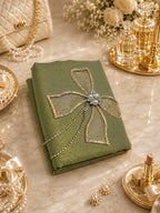 Women's Premium Chiffon Shimmer Stole with Crystal Bow Brooch | Soft Elegant Party Wear Dupatta & Ethnic Scarf | 185 x 80 cm