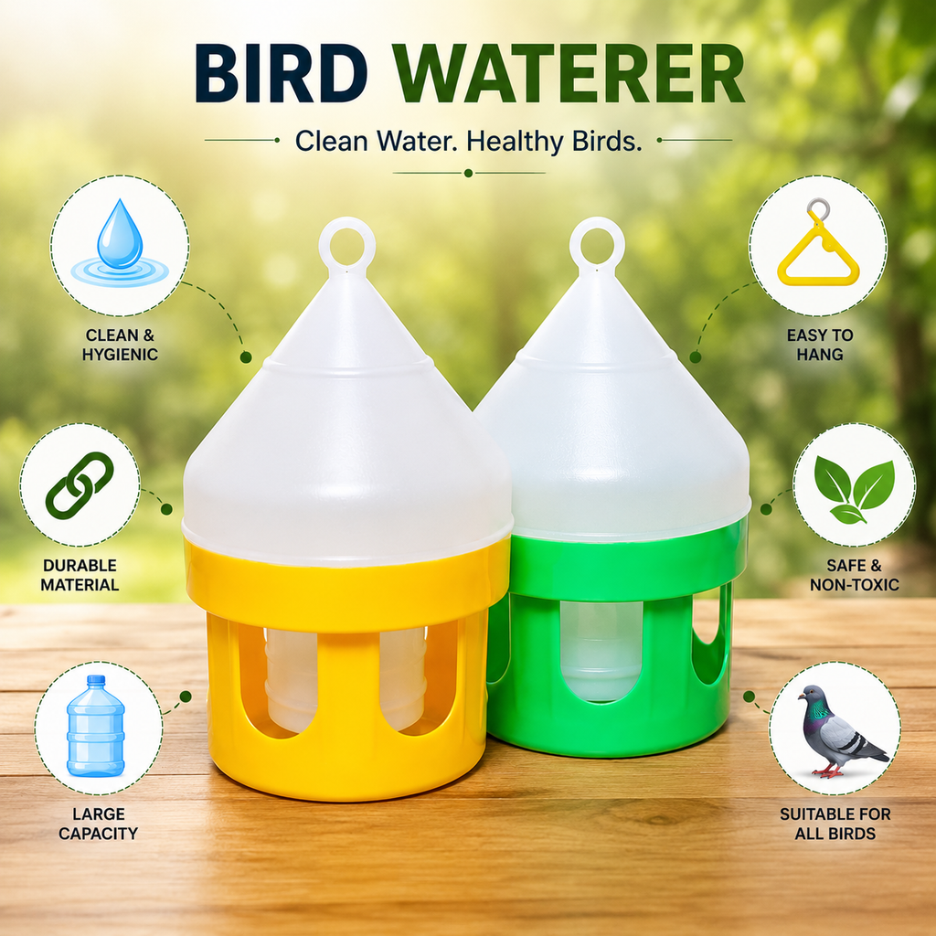 Hanging Bird Waterer for Birds | Durable Bird Drinking Fountain (Yellow & Green)