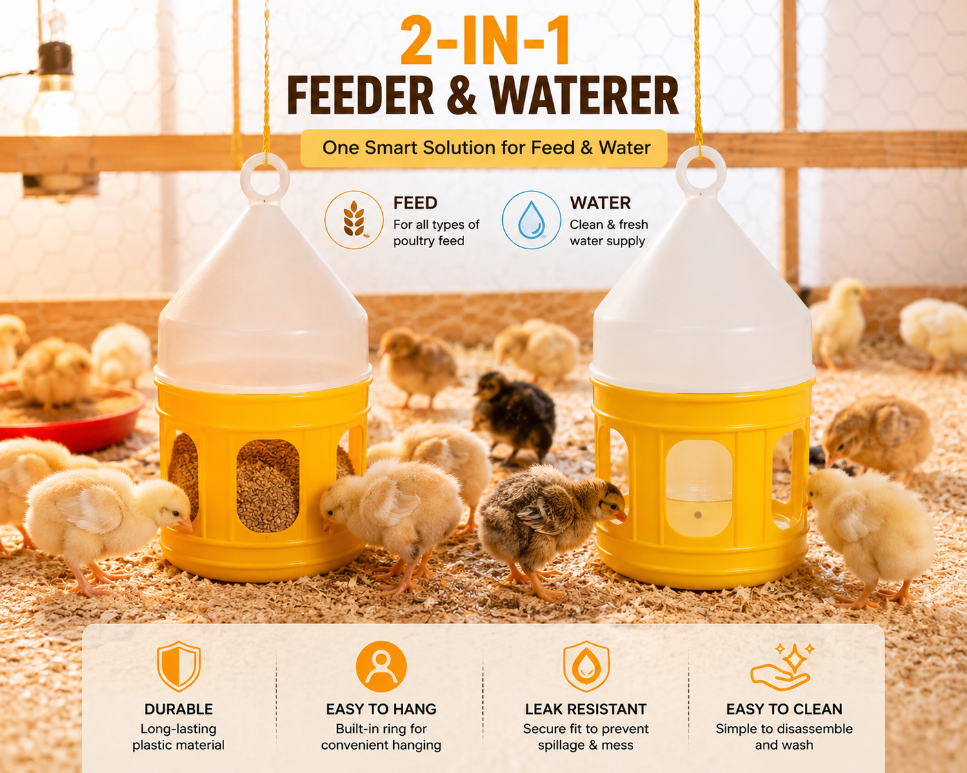 Shopizee™ Premium Bird Waterer – Durable Plastic Waterer with Hanging Loop