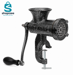 Shopizee Premium Heavy-Duty Cast Iron Manual Meat Grinder | Hand Operated Mincer Machine | Fresh Meat Mincer for Home & Commercial Use