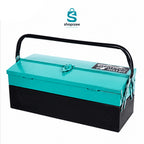 ToolFlex Heavy-Duty Cantilever Metal Tool Box (17.5-Inch) – Red & Black, Green & Black