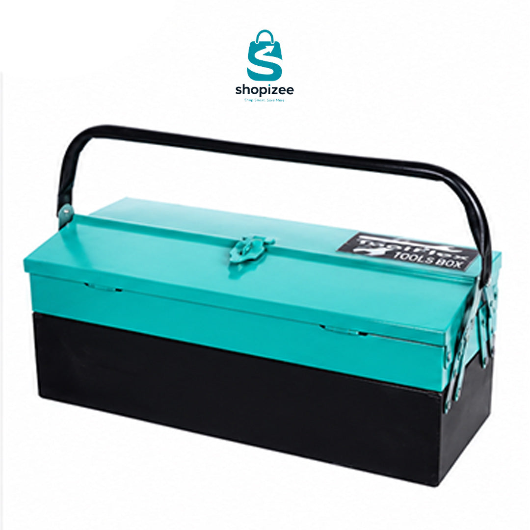 ToolFlex Heavy-Duty Cantilever Metal Tool Box (17.5-Inch) – Red & Black, Green & Black
