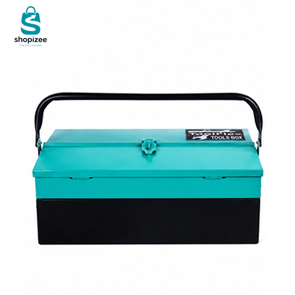 ToolFlex Heavy-Duty Cantilever Metal Tool Box (17.5-Inch) – Red & Black, Green & Black