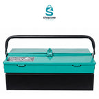 ToolFlex Heavy-Duty Cantilever Metal Tool Box (17.5-Inch) – Red & Black, Green & Black