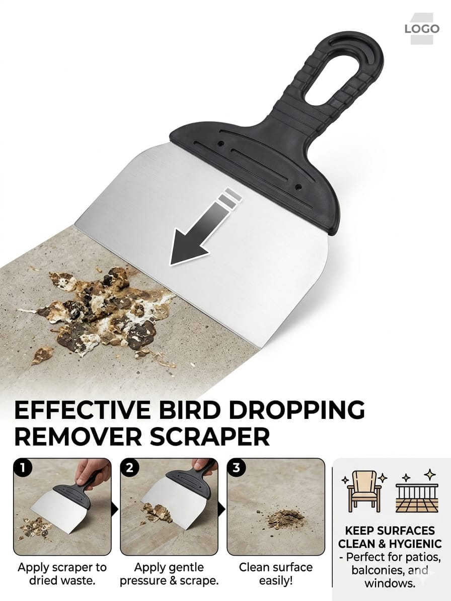 Bird Dropping Remover Scraper – Heavy Duty Stainless Steel Cleaning Tool