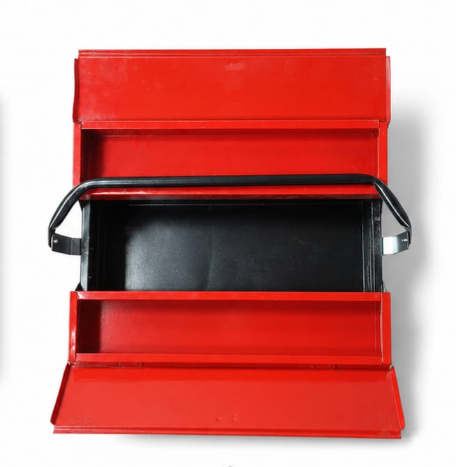 ToolFlex Heavy-Duty Cantilever Metal Tool Box (17.5-Inch) – Red & Black, Green & Black