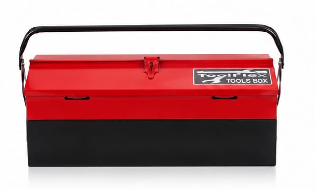 ToolFlex Heavy-Duty Cantilever Metal Tool Box (17.5-Inch) – Red & Black, Green & Black