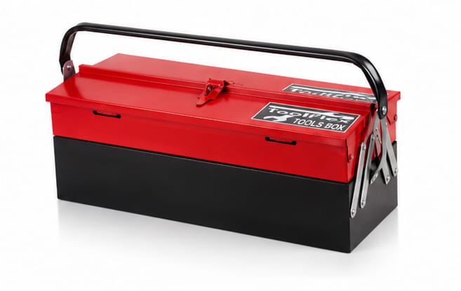 ToolFlex Heavy-Duty Cantilever Metal Tool Box (17.5-Inch) – Red & Black, Green & Black