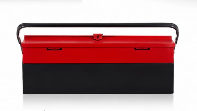 ToolFlex Heavy-Duty Cantilever Metal Tool Box (17.5-Inch) – Red & Black, Green & Black