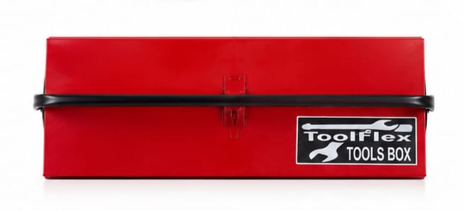 ToolFlex Heavy-Duty Cantilever Metal Tool Box (17.5-Inch) – Red & Black, Green & Black