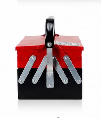 ToolFlex Heavy-Duty Cantilever Metal Tool Box (17.5-Inch) – Red & Black, Green & Black