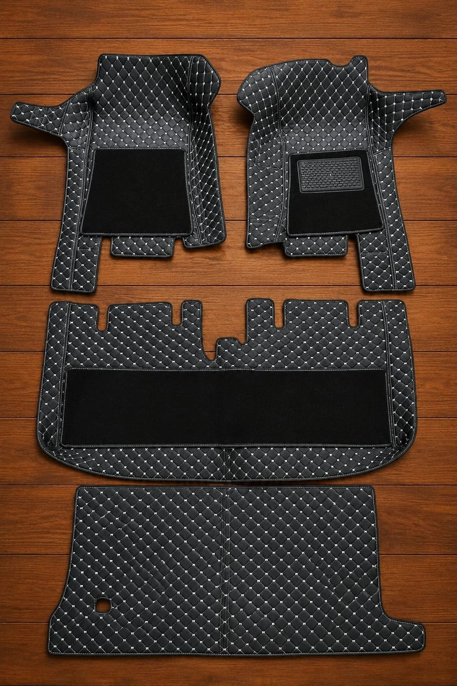 Premium 7D Leatherite Car Floor Mats for Mahindra Bolero 7 Seater | Custom Fit | Waterproof | Anti-Skid | Full Set | Black