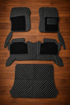 Premium 7D Leatherite Car Floor Mats for Mahindra Scorpio Classic S11 (2022 Onwards) 7 Seater | Custom Fit | Waterproof | Anti-Skid | Full Set | Black