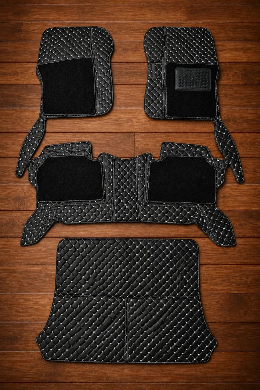 Premium 7D Leatherite Car Floor Mats for Mahindra Scorpio Classic S11 (2022 Onwards) 7 Seater | Custom Fit | Waterproof | Anti-Skid | Full Set | Black