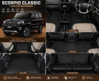 Premium 7D Leatherite Car Floor Mats for Mahindra Scorpio Classic S11 (2022 Onwards) 7 Seater | Custom Fit | Waterproof | Anti-Skid | Full Set | Black